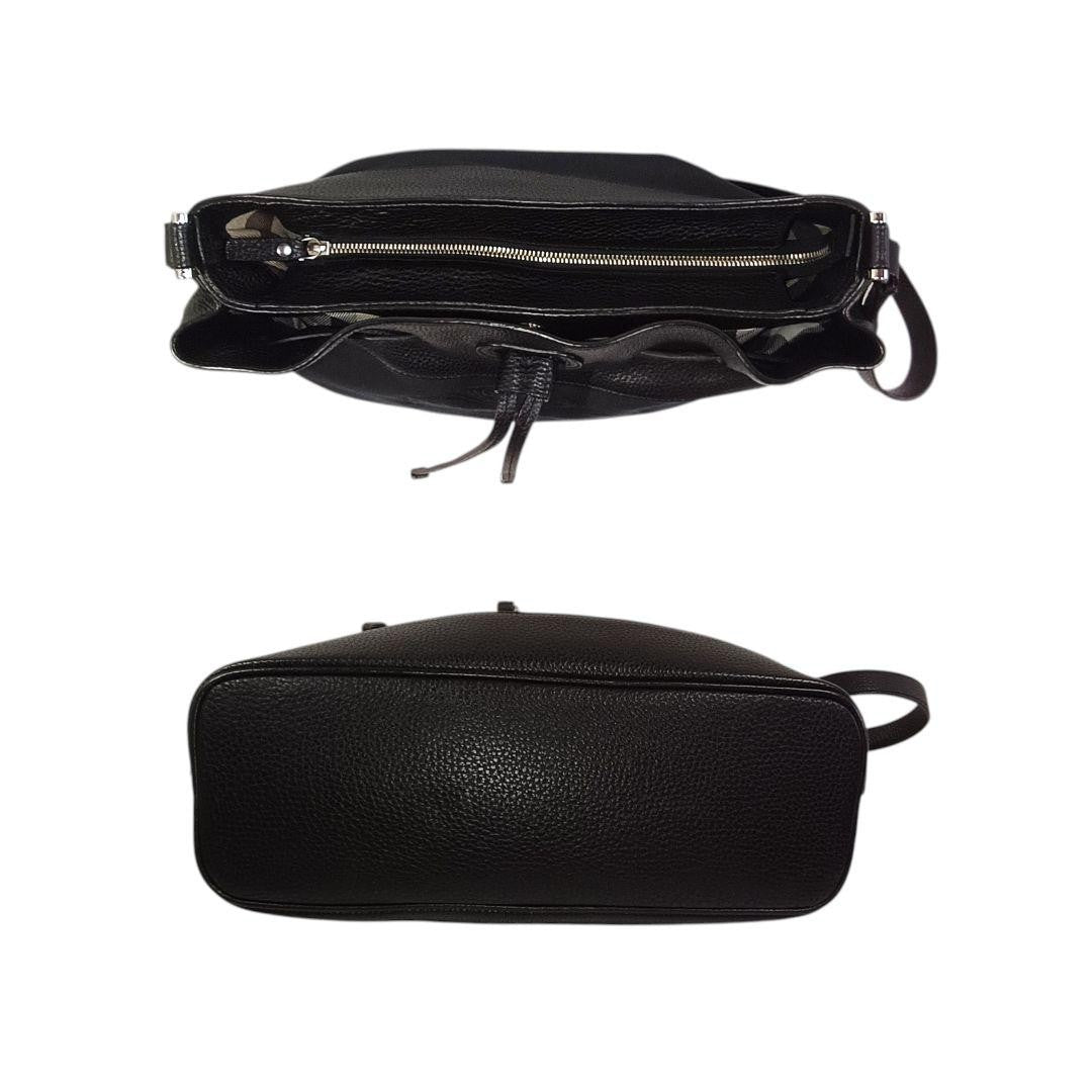 BURBERRY Shoulder Bag Purse Nova Check Canvas Leather Black Authentic