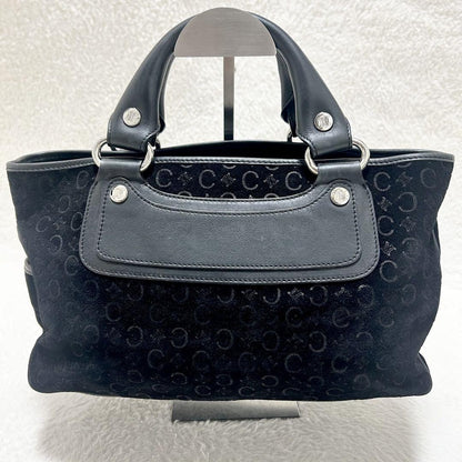 CELINE Hand Bag Tote Purse C Macadam Boogie Leather Suede Black Authentic