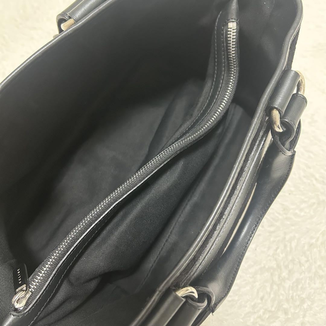 CELINE Hand Bag Tote Purse C Macadam Boogie Leather Suede Black Authentic