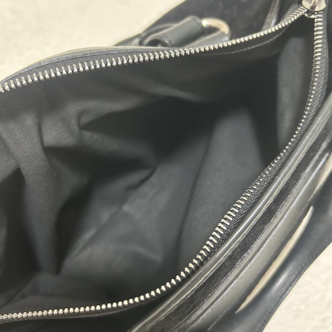 CELINE Hand Bag Tote Purse C Macadam Boogie Leather Suede Black Authentic