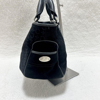 CELINE Hand Bag Tote Purse C Macadam Boogie Leather Suede Black Authentic