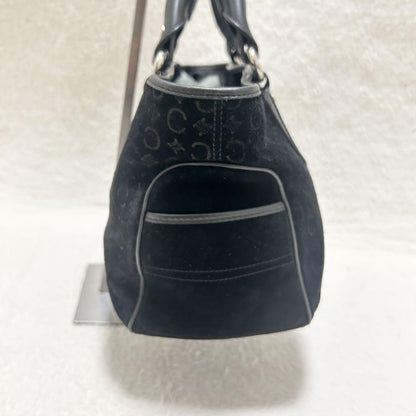 CELINE Hand Bag Tote Purse C Macadam Boogie Leather Suede Black Authentic