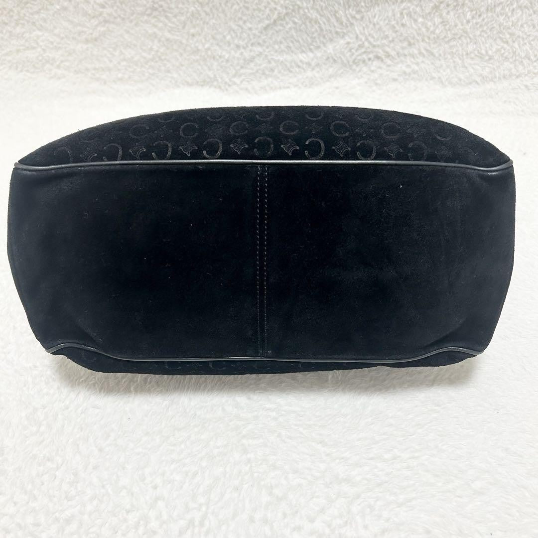 CELINE Hand Bag Tote Purse C Macadam Boogie Leather Suede Black Authentic