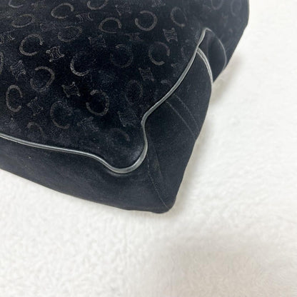 CELINE Hand Bag Tote Purse C Macadam Boogie Leather Suede Black Authentic