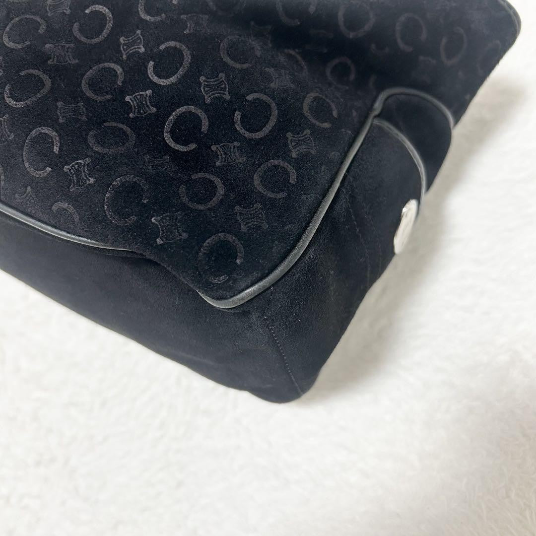CELINE Hand Bag Tote Purse C Macadam Boogie Leather Suede Black Authentic