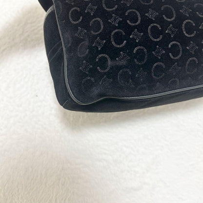 CELINE Hand Bag Tote Purse C Macadam Boogie Leather Suede Black Authentic