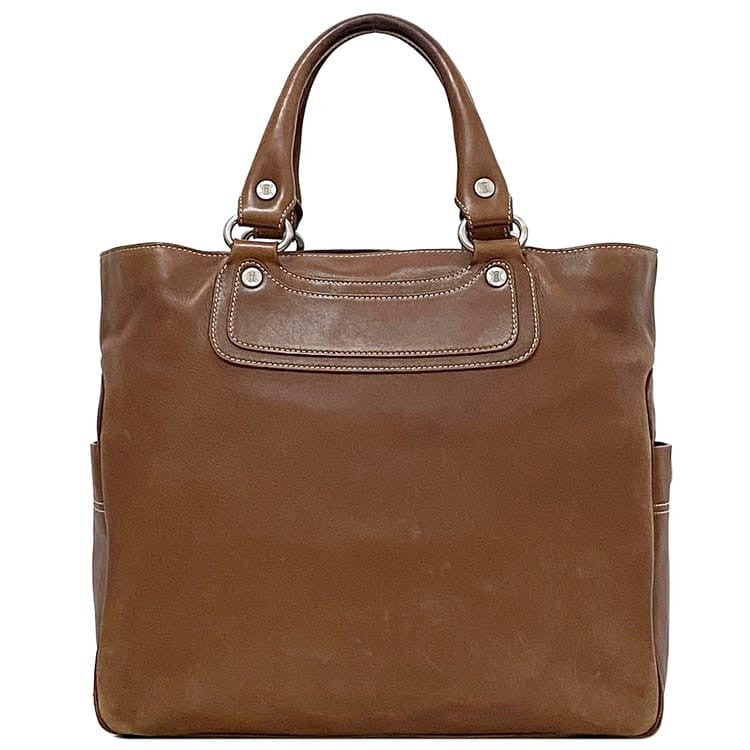 CELINE Hand Bag Tote Purse Boogie Leather Brown Authentic