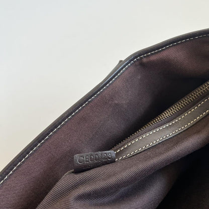 CELINE Hand Bag Tote Purse C Macadam Leather Suede Beige Brown Authentic