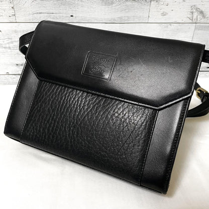 BURBERRYS Shoulder Bag Purse Nova Check Leather Black Authentic
