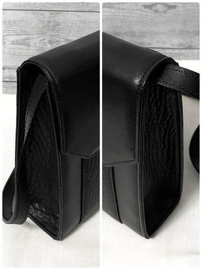 BURBERRYS Shoulder Bag Purse Nova Check Leather Black Authentic