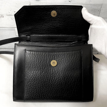 BURBERRYS Shoulder Bag Purse Nova Check Leather Black Authentic