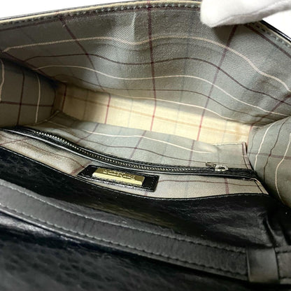 BURBERRYS Shoulder Bag Purse Nova Check Leather Black Authentic