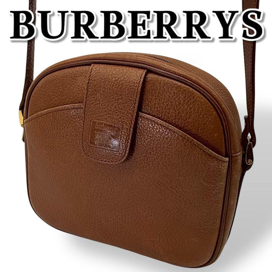 BURBERRYS Shoulder Bag Purse Nova Check Leather Brown Authentic