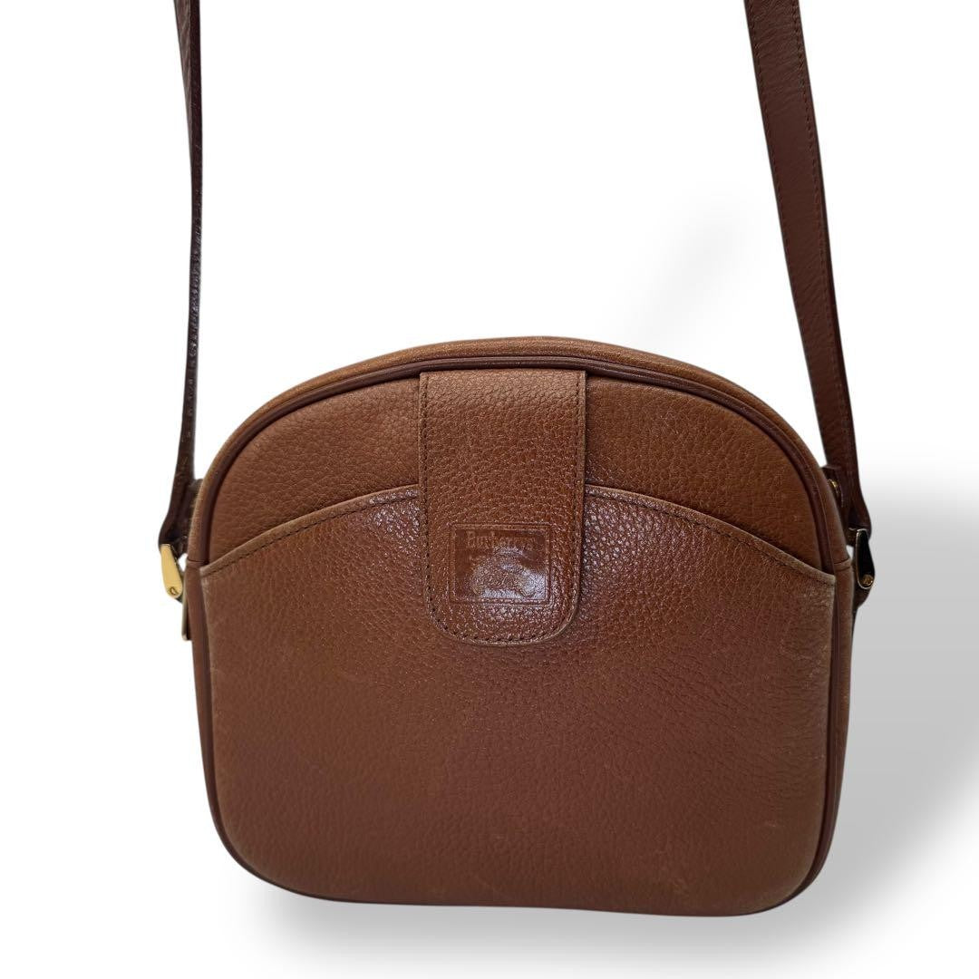 BURBERRYS Shoulder Bag Purse Nova Check Leather Brown Authentic