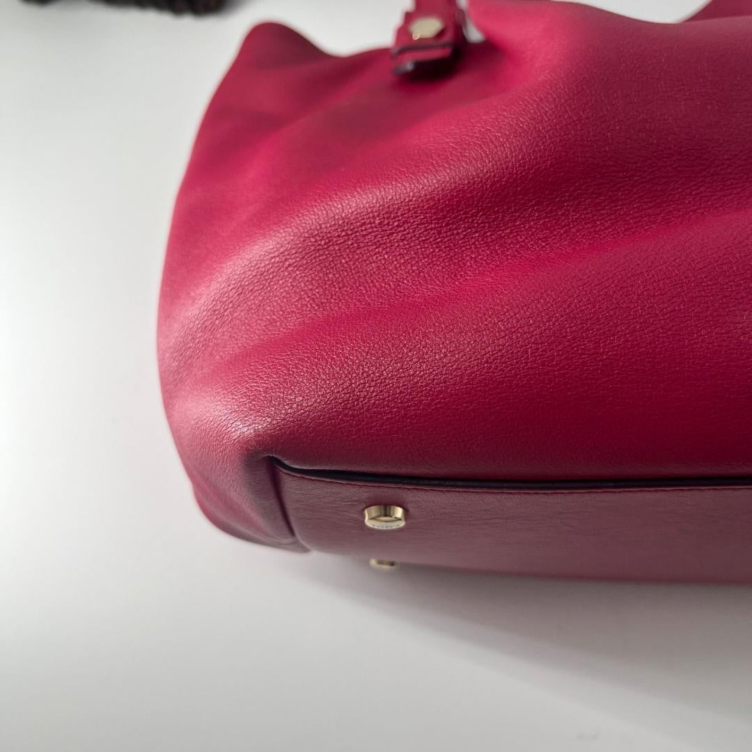 TOD'S Hand Bag Tote Purse Logo Leather Pink Authentic