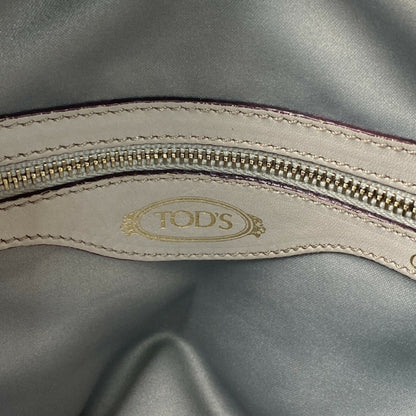 TOD'S Hand Shoulder Bag Tote Purse 2way D-Styling Leather Gray Wine Red Auth