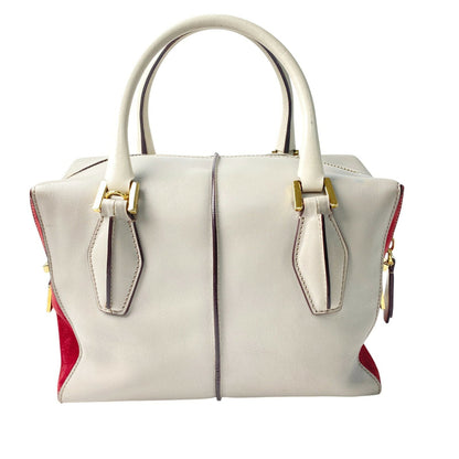 TOD'S Hand Shoulder Bag Tote Purse 2way D-Styling Leather Gray Wine Red Auth