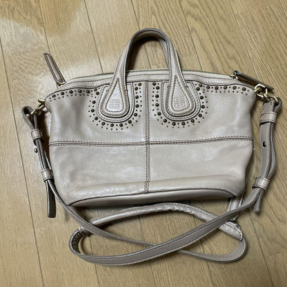 GIVENCHY Hand Bag Tote Purse Nightingale Leather Beige Authentic