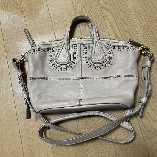 GIVENCHY Hand Bag Tote Purse Nightingale Leather Beige Authentic
