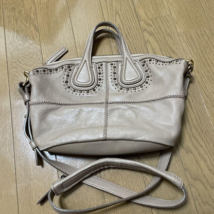 GIVENCHY Hand Bag Tote Purse Nightingale Leather Beige Authentic