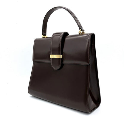 Valentino Garavani Hand Bag Tote Purse Leather Dark Brown Authentic