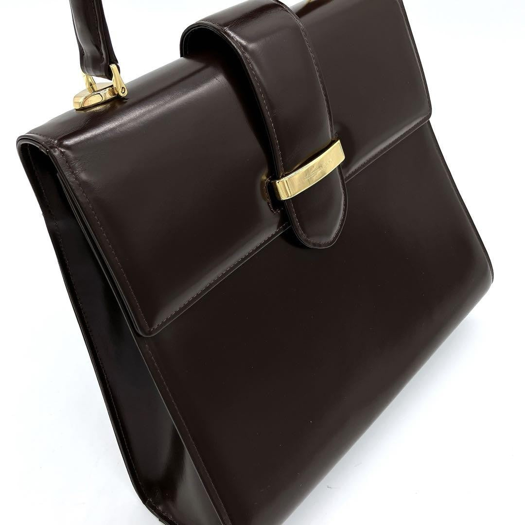 Valentino Garavani Hand Bag Tote Purse Leather Dark Brown Authentic