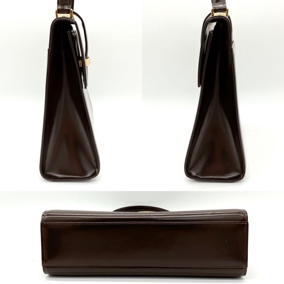 Valentino Garavani Hand Bag Tote Purse Leather Dark Brown Authentic