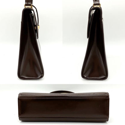 Valentino Garavani Hand Bag Tote Purse Leather Dark Brown Authentic