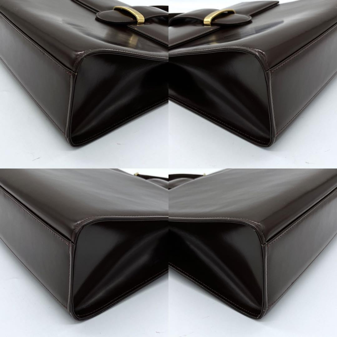 Valentino Garavani Hand Bag Tote Purse Leather Dark Brown Authentic