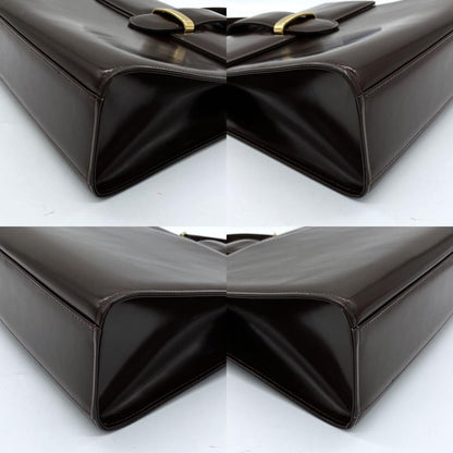 Valentino Garavani Hand Bag Tote Purse Leather Dark Brown Authentic