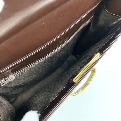Valentino Garavani Hand Bag Tote Purse Leather Dark Brown Authentic