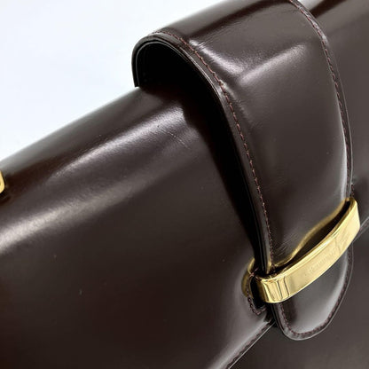 Valentino Garavani Hand Bag Tote Purse Leather Dark Brown Authentic
