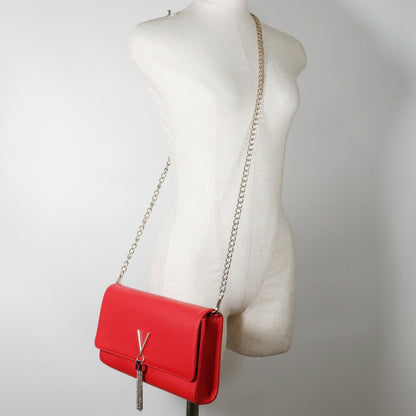 MARIO VALENTINO Shoulder Bag Purse 2way Leather Red Authentic