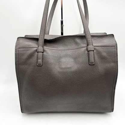 Salvatore Ferragamo Hand Bag Tote Purse Gancini Leather Gray Authentic