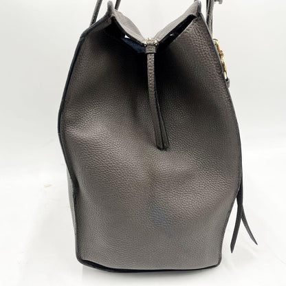 Salvatore Ferragamo Hand Bag Tote Purse Gancini Leather Gray Authentic