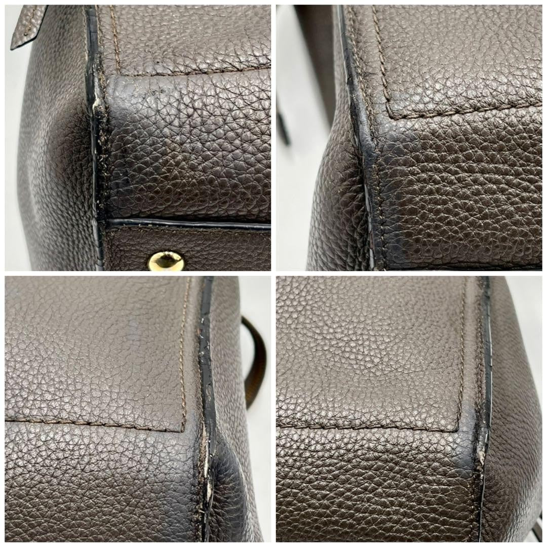 Salvatore Ferragamo Hand Bag Tote Purse Gancini Leather Gray Authentic