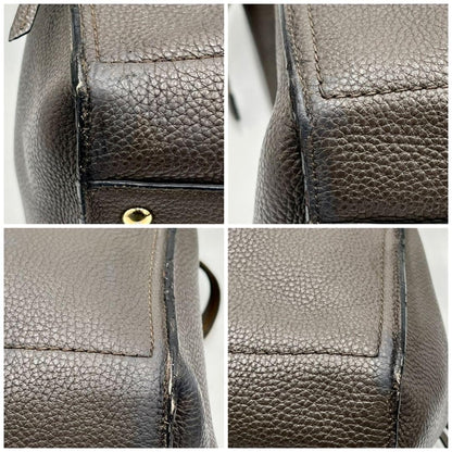 Salvatore Ferragamo Hand Bag Tote Purse Gancini Leather Gray Authentic