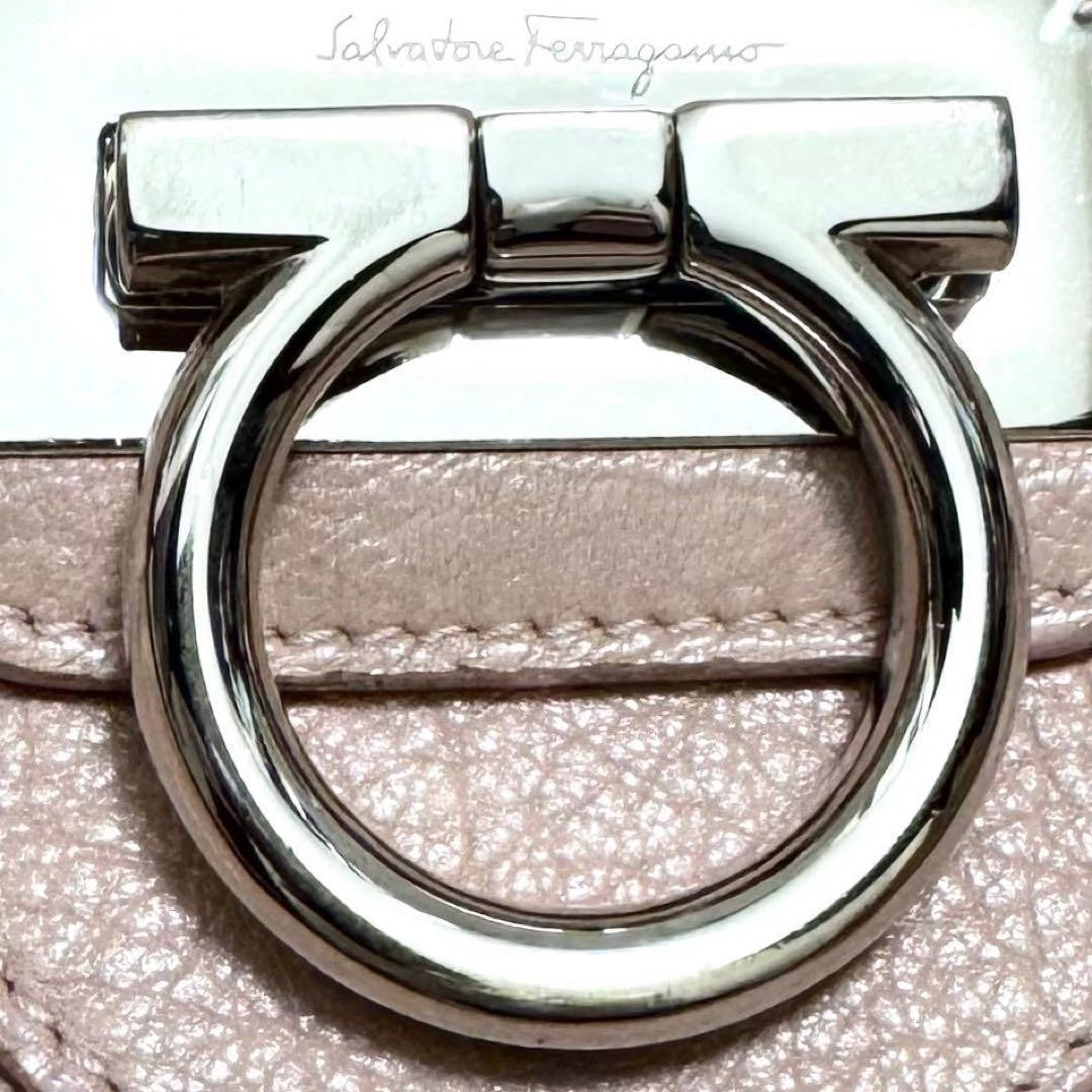 Salvatore Ferragamo Hand Bag Tote Purse Gancini Leather Pink Authentic