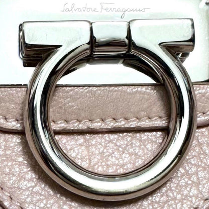 Salvatore Ferragamo Hand Bag Tote Purse Gancini Leather Pink Authentic