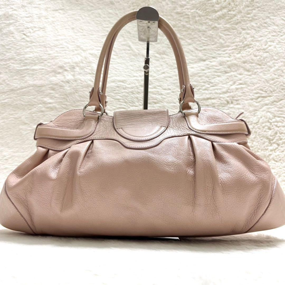 Salvatore Ferragamo Hand Bag Tote Purse Gancini Leather Pink Authentic