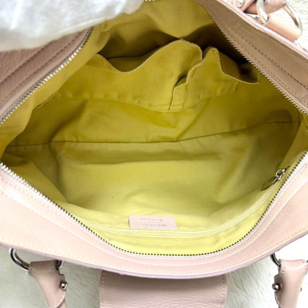 Salvatore Ferragamo Hand Bag Tote Purse Gancini Leather Pink Authentic