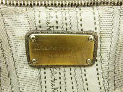 Salvatore Ferragamo Shoulder Bag Purse Gancini Gold Authentic