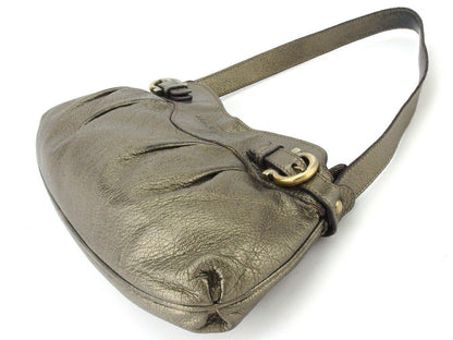 Salvatore Ferragamo Shoulder Bag Purse Gancini Gold Authentic