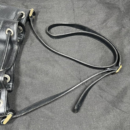 BURBERRY Shoulder Bag Purse Nova Check Leather Black Authentic