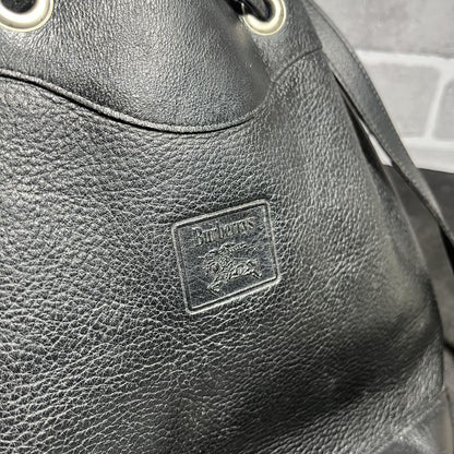 BURBERRY Shoulder Bag Purse Nova Check Leather Black Authentic