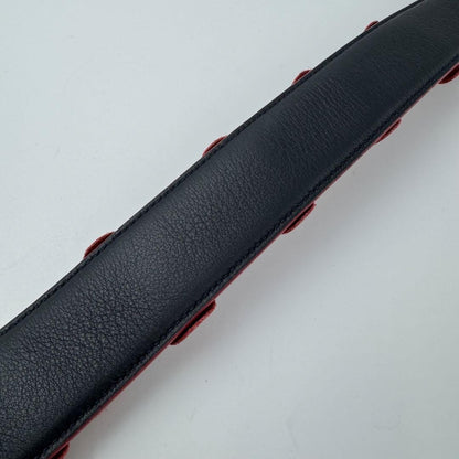 FENDI Shoulder Strap Strap you Belt Flower Leather Red Navy Blue Authentic