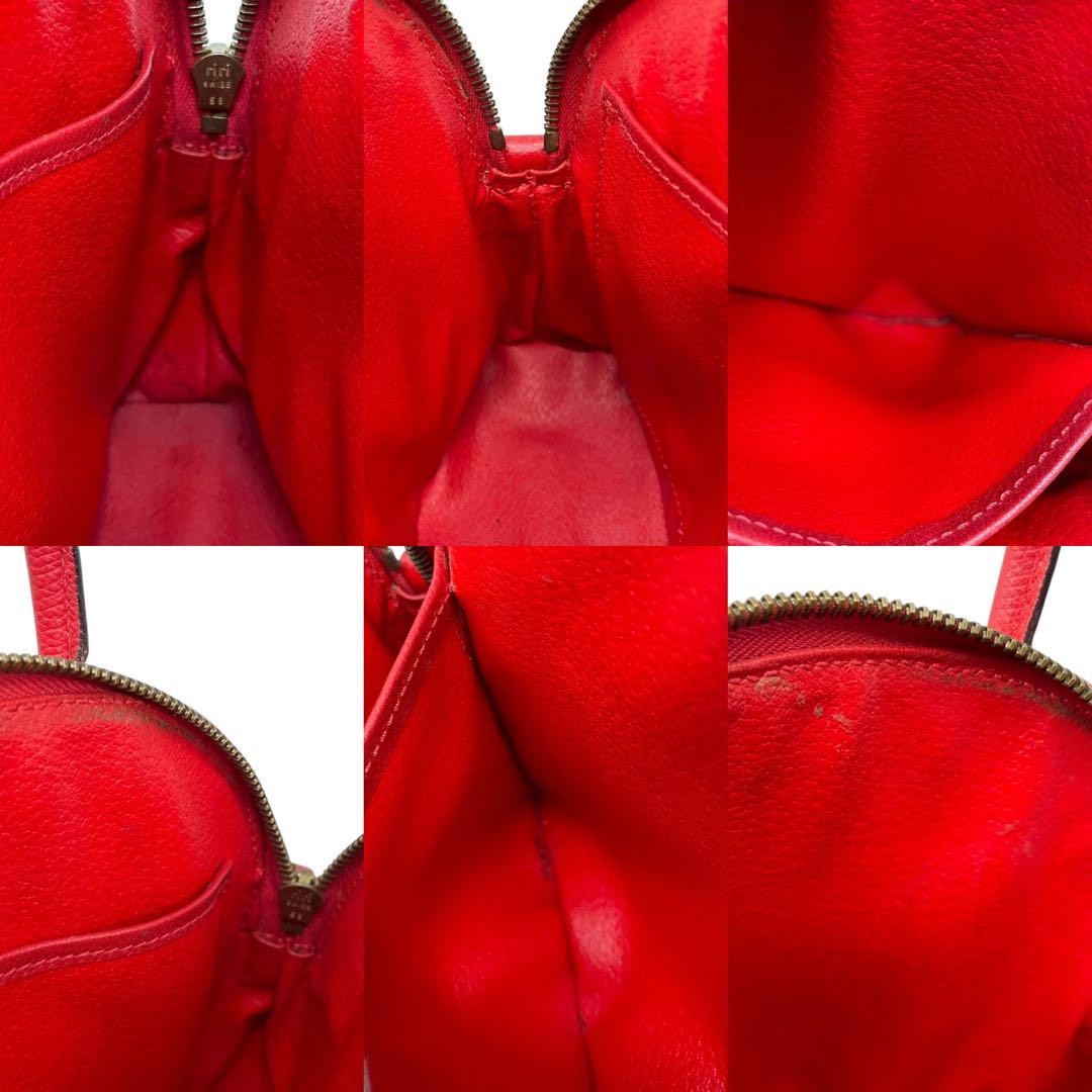 CELINE shoulder bag Purse Red Gold Leather convertible Women's Used Authentic