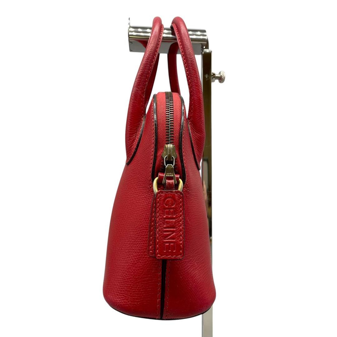 CELINE shoulder bag Purse Red Gold Leather convertible Women's Used Authentic