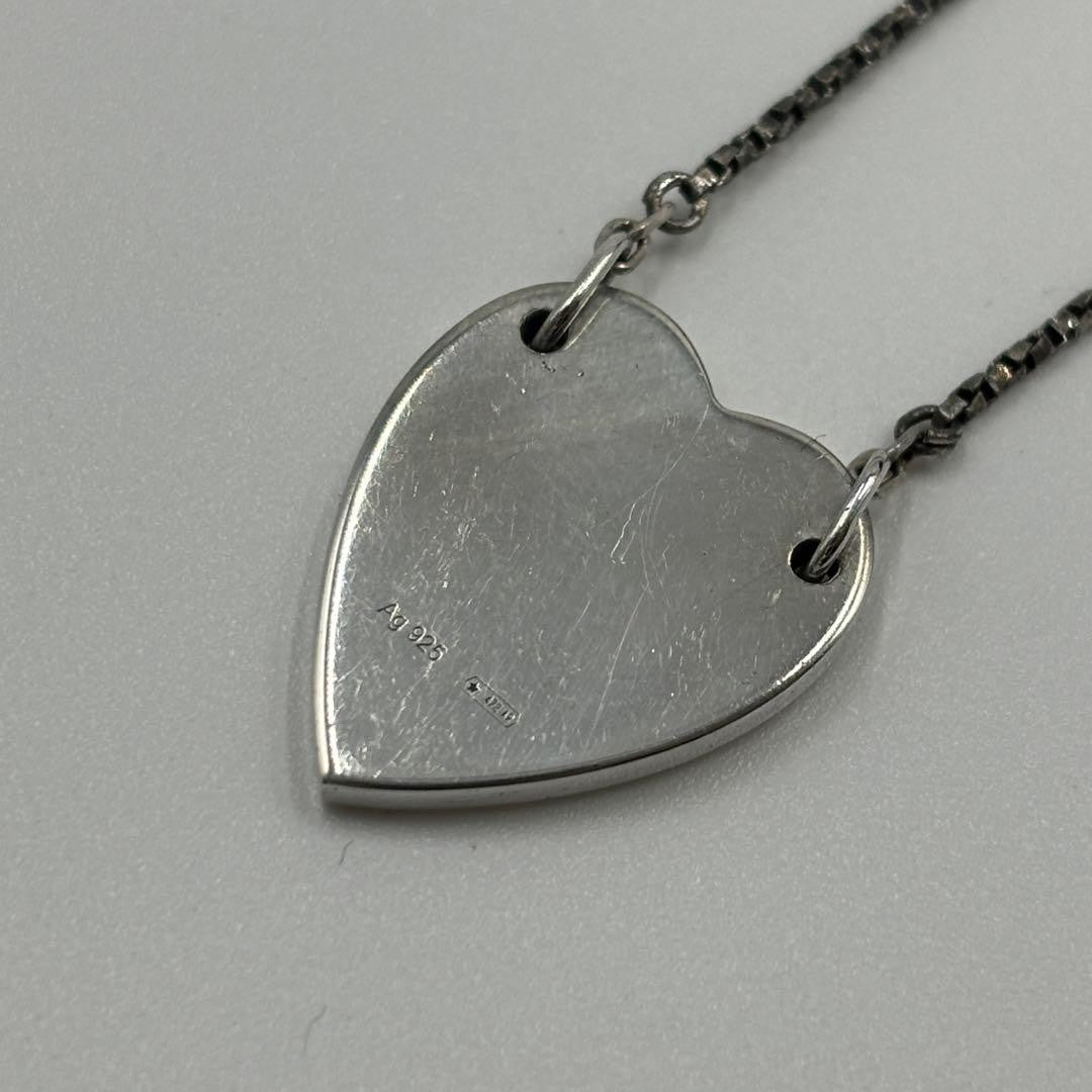 GUCCI Necklace Pendant Heart Silver Women Accessory Authentic