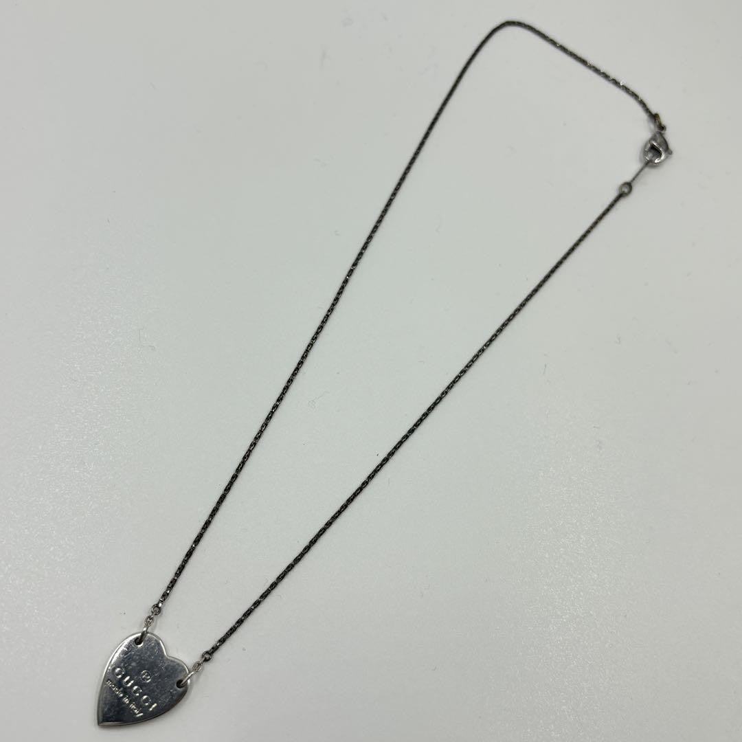 GUCCI Necklace Pendant Heart Silver Women Accessory Authentic